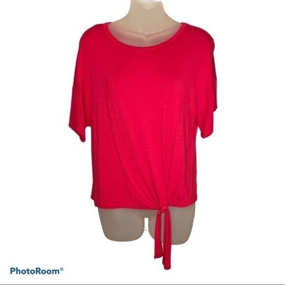 Kim & Cami Pink Short Sleeve Tie Front Top Size Medium - Picture 1 of 5